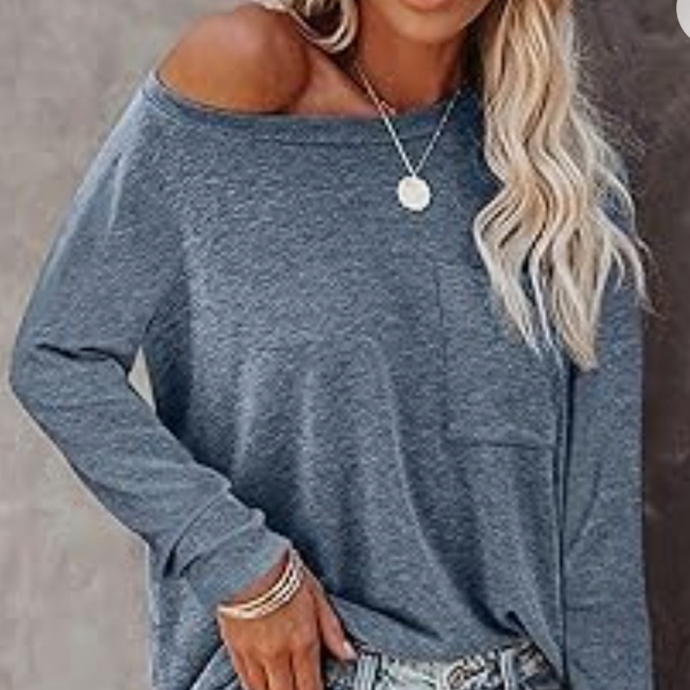 NEYOUQE  Women's  Size M  Long Sleeve  Lightweight  Tunic  Top Blue